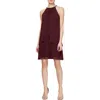 Slny Embellished Neck Chiffon Ruffle Dress In Fig