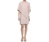 Slny Foil Trim Asymmetrical Popover Capelet Sheath Dress In Multi