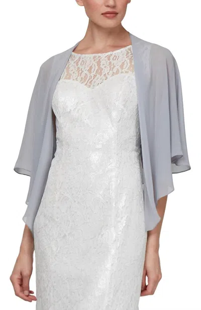 Slny Multi Wear Chiffon Shawl In Silver In Gray
