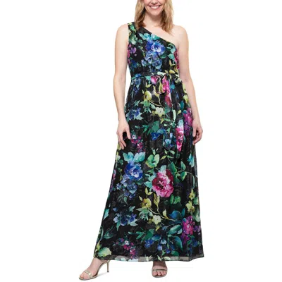 Slny Petites Womens Full Length Floral Print Maxi Dress In Multi