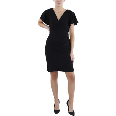 Slny Petites Womens Knee-length Embellished Sheath Dress In Black