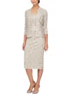 Slny Womens Lace Open Front Collarless Blazer In White