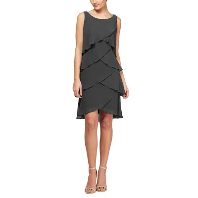Slny Petites Womens Mini Tiered Shift Dress In Blue