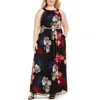 Slny Plus Womens Beaded Maxi Evening Dress In Multi