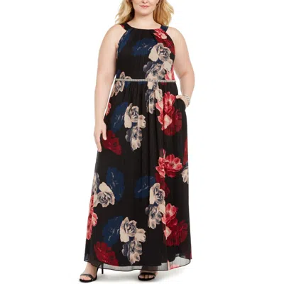 Slny Plus Womens Beaded Maxi Evening Dress In Multi