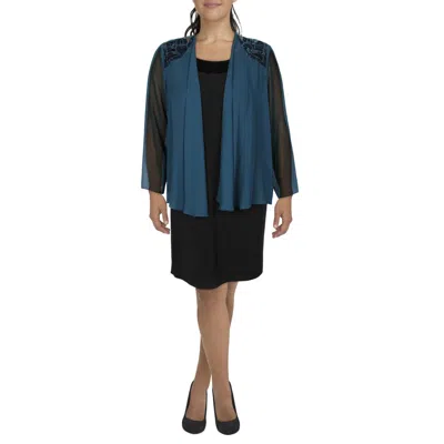Slny Plus Womens Chiffon Embellished Collarless Blazer In Multi
