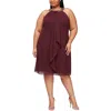 Slny Plus Womens Embellished Sleeveless Cocktail And Party Dress In Red