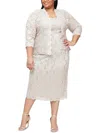 Slny Plus Fashions Womens Lace Midi Evening Dress In White
