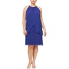 Slny Plus Womens Mini Drapey Halter Dress In Pink