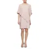Slny Foil Trim Asymmetrical Popover Capelet Sheath Dress In Multi