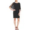 Slny Short Sheath Dress & Embellished Cape Set