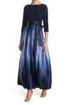Slny Sl Fashions 3/4 Length Sleeve Ombre Dress In Navy/wed