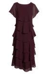 Slny Tiered Chiffon Midi Dress In Fig