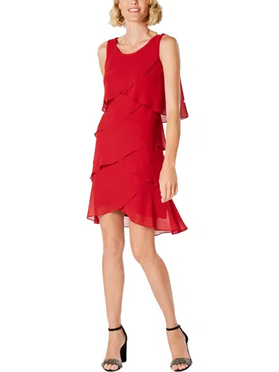 Slny Womens Chiffon Sleeveless Cocktail And Party Dress In Red