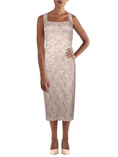 Slny Womens Lace Midi Cocktail And Party Dress In White