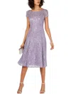 Slny Womens Lace Sequined Midi Dress In Purple