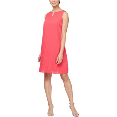 Slny Womens Mini Pleated Shift Dress In Pink