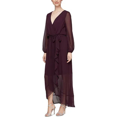 Slny Womens Ruffled Hi-low Midi Dress In Purple