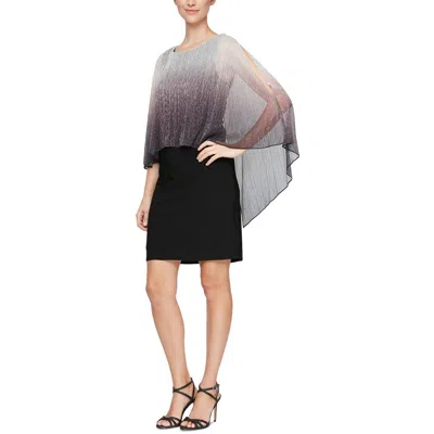 Slny Womens Shimmer Cape Sleeves Sheath Dress In Multi
