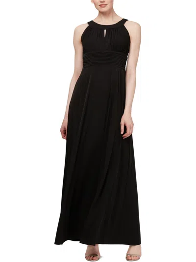 Slny Womens Sleeveless Pleated Formal Dress In Black