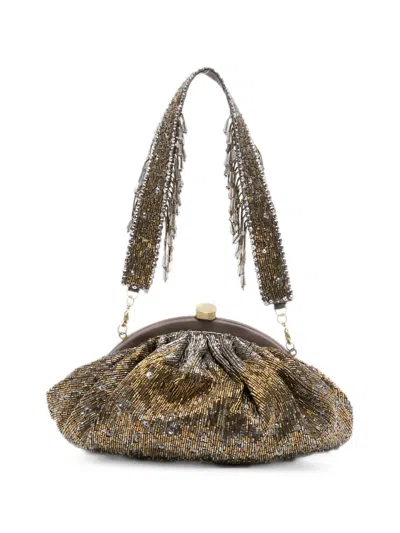 Slo_hand_made Beaded Clutch Bag In Brown
