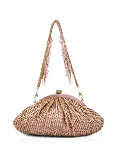 Slo_hand_made Beaded-embellished Clutch Bag In Brown