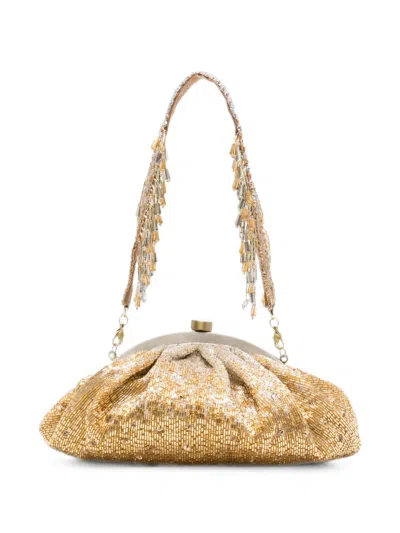 Slo_hand_made Beaded-embellished Clutch Bag In Gold