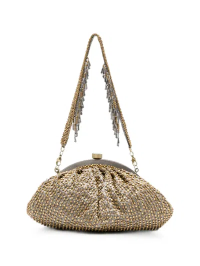 Slo_hand_made Bead-embellished Clutch Bag In Gold