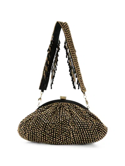 Slo_hand_made Bead-embellished Clutch Bag In Gold