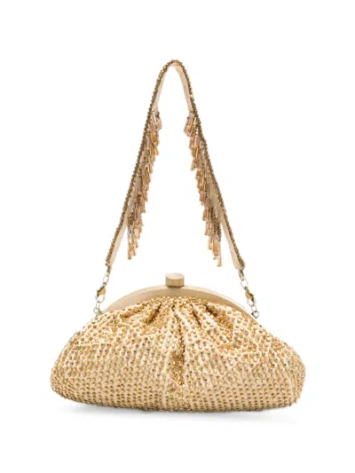 Slo_hand_made Bead-embellished Clutch Bag In Gold