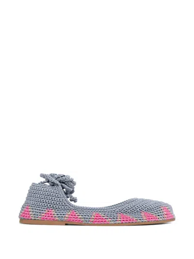 Slo_hand_made Crochet Ballet Flats In Gray