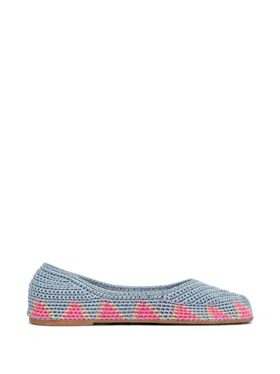 Slo_hand_made Crochet Geometric-pattern Ballet Flats In Animal Print