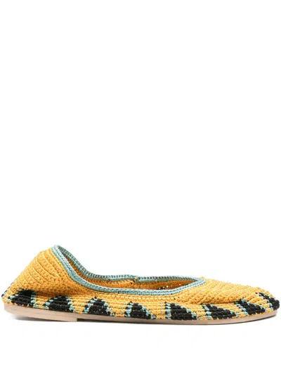 Slo_hand_made Crochet-knit Ballet Flats