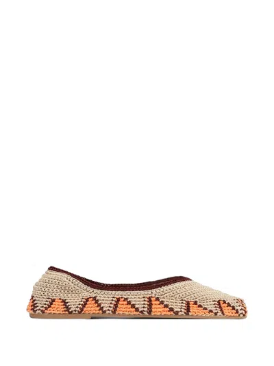 Slo_hand_made Crochet-knit Ballet Flats In Neutral