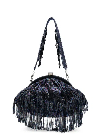 Slo_hand_made Firante Fringe-trimmed Clutch Bag In Blue