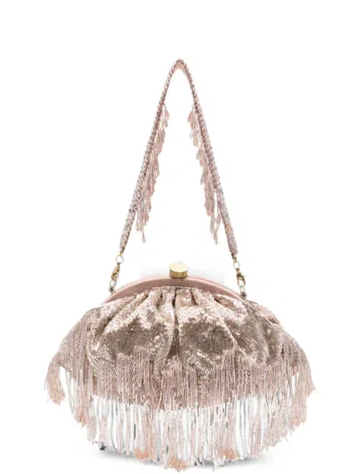 Slo_hand_made Firante Soft Fringed Clutch Bag In Pink