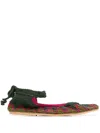 Slo_hand_made Lace-up Crochet Ballet Flats