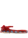 Slo_hand_made Lace-up Crochet Ballet Flats In Red