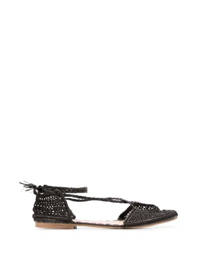 Slo_hand_made Woven Lace-up Ballet Flats In Brown