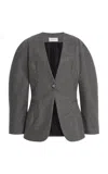 Sloan Circular-sleeve Wool Blazer In Gray