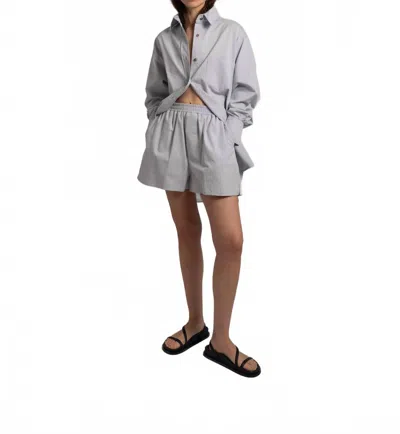 Sloan Cotton Poplin Boyfriend Button-down Shirt In Blue-gray
