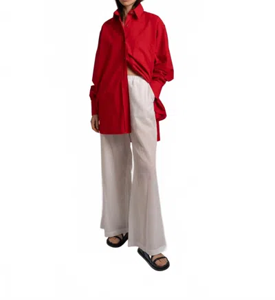 Sloan Cotton Poplin Boyfriend Button-down Shirt In Red