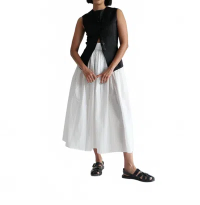 Sloan Cotton Voile Belted Midi Skirt In White