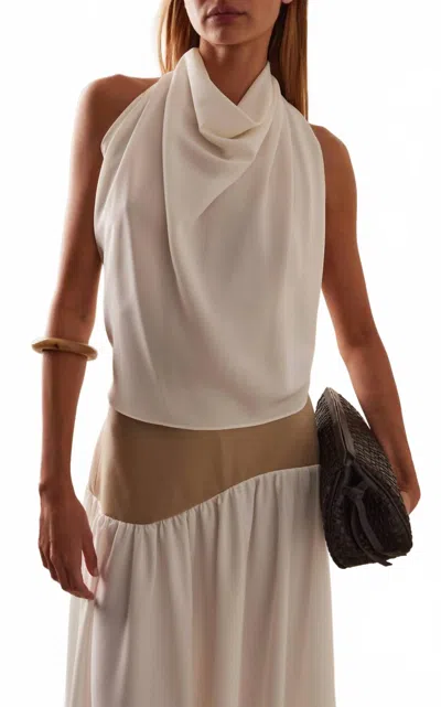 Sloan Crepe Scarf Top In Ivory In White