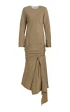 Sloan Exclusive Asymmetric Wool Maxi Dress In Brown