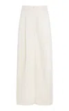 Sloan Exclusive Boyfriend Pleated Wool Trousers In White