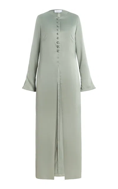 Sloan Exclusive Buttoned Satin Duster In Green