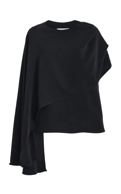 Sloan Exclusive Cape Chiffon Top In Black