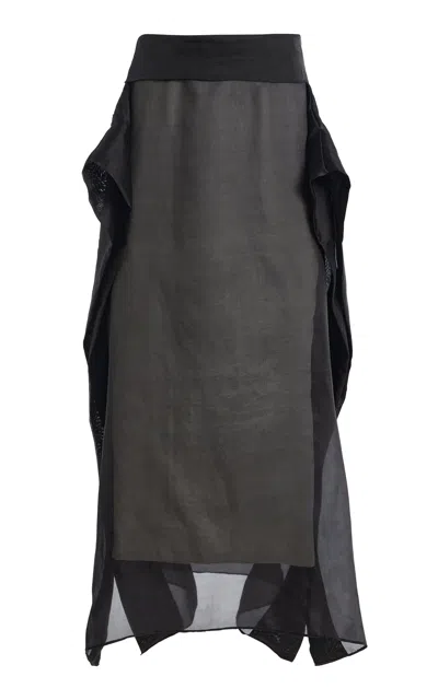 Sloan Exclusive Cascade Chiffon Midi Skirt In Black