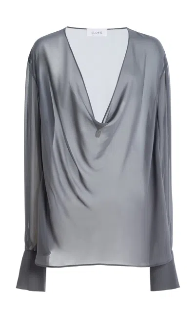 Sloan Exclusive Cowl Neck Chiffon Top In Grey